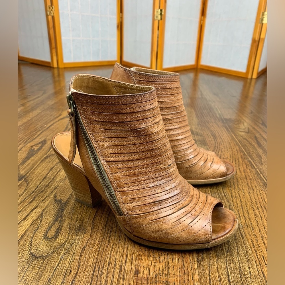 Paul Green Open Heel / Peep Toe Sandal - Brown Leather - Size US 5.5 / UK 3